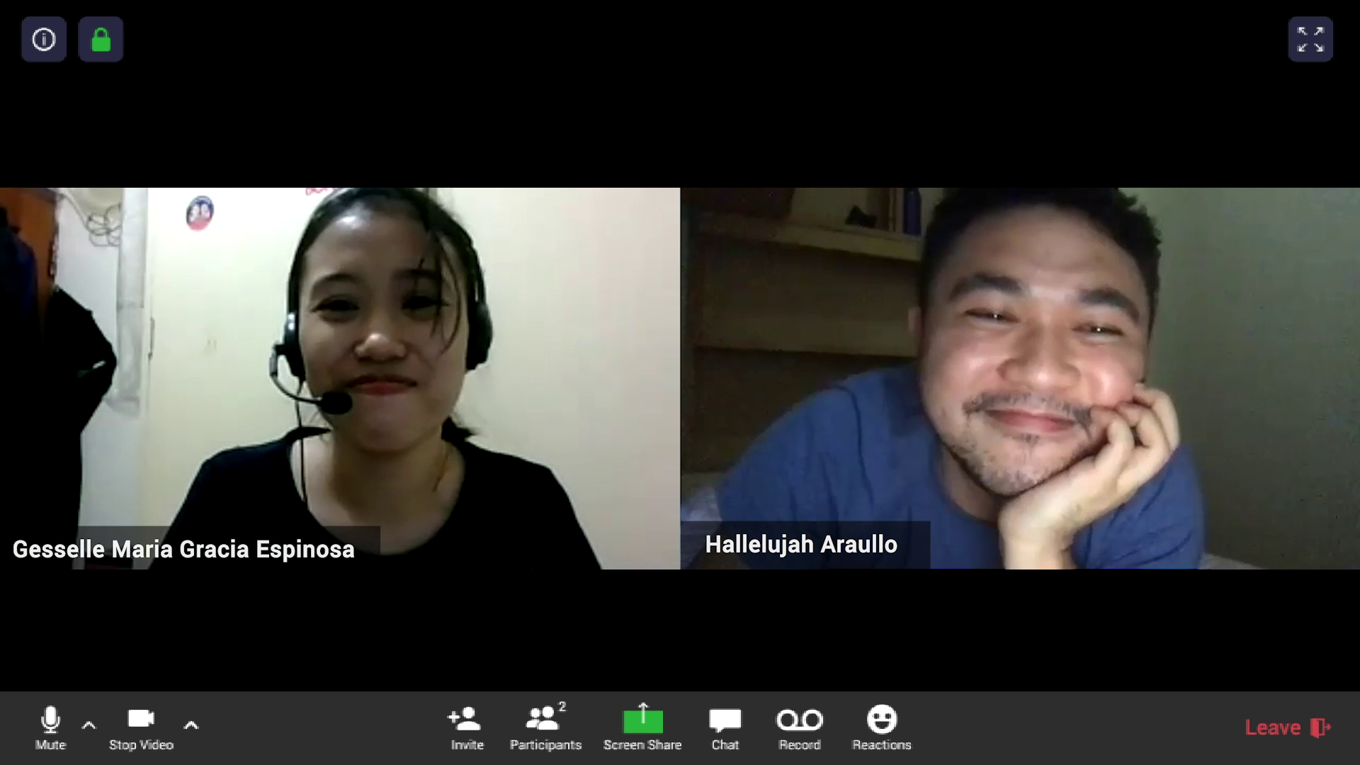 Lu in a zoom call with best friend Gesselle